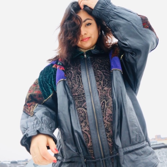 Vintage 80’s Pelle Leather Embroidered Jacket - Picture 1 of 4